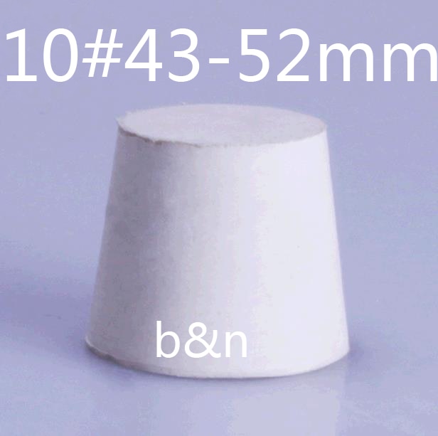 10 43-52mm 플라스크 플러그 튜브 실험실 테스트 튜브 스톱퍼 흰색 고무 폐쇄 씰링 플러그